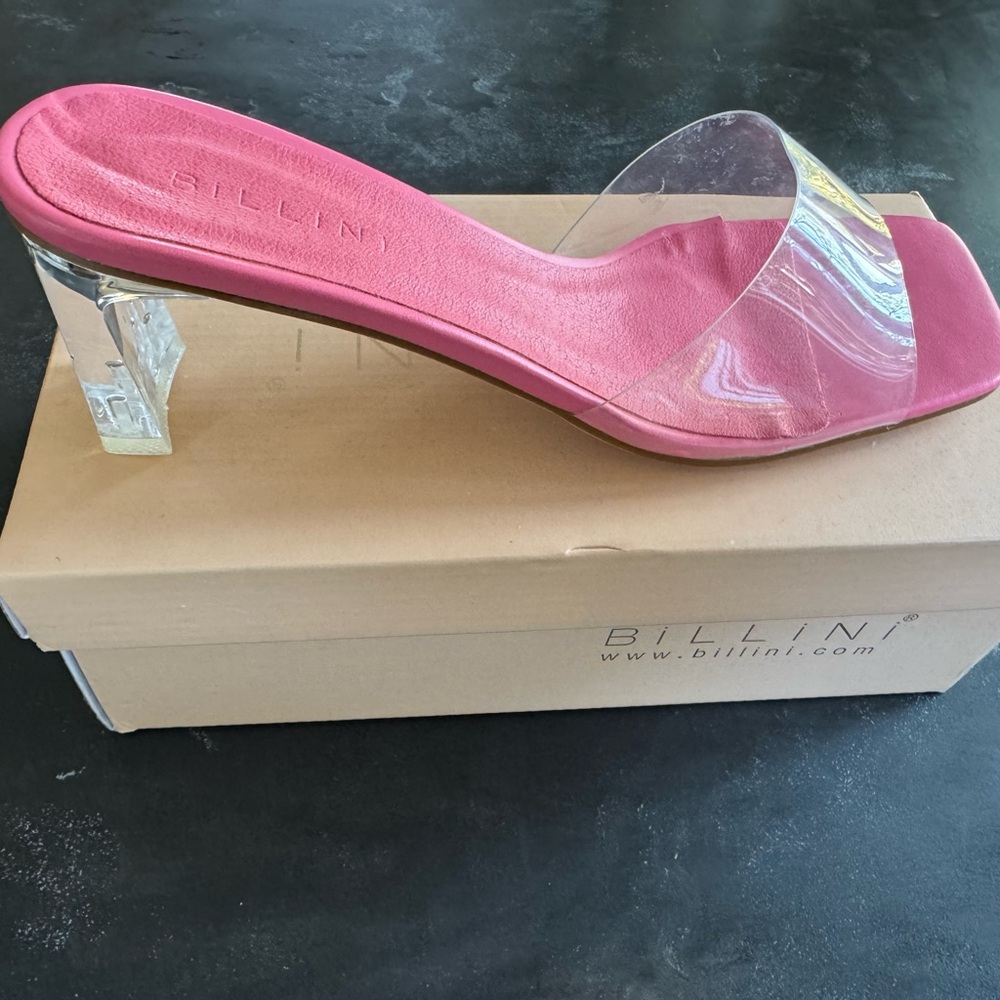 Billini Pink Heels with Clear Strap